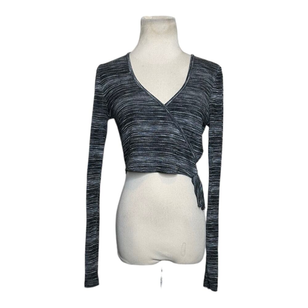 Topshop heathered gray long sleeves crop top size 6